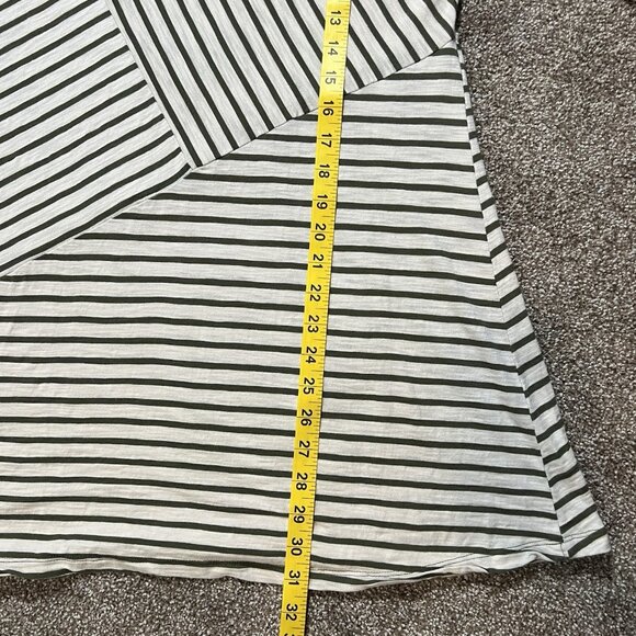 CHICOS 2 Top Size Large Striped Stretch Tunic Green White Long Sleeve Cotton - Picture 6 of 9